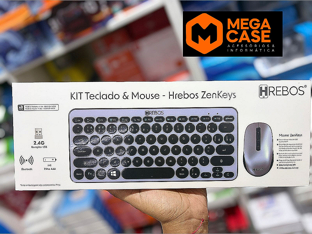 Kit Teclado e Mouse Sem Fio ZenKeys Hrebos