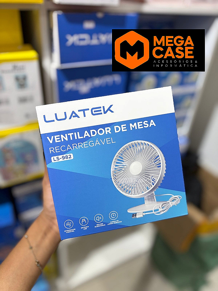 Ventilador de Mesa Recarregável Luatek LS-982
