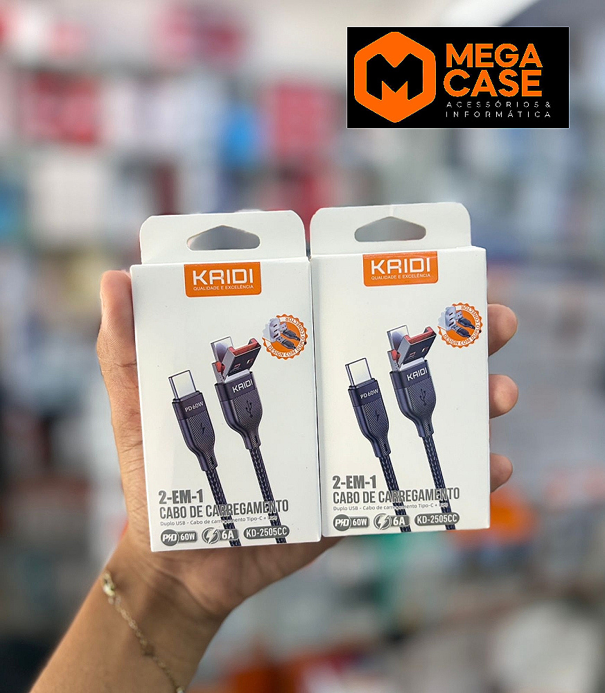 Cabo de Celular 2-em-1 60W KRIDI KD-2505CC