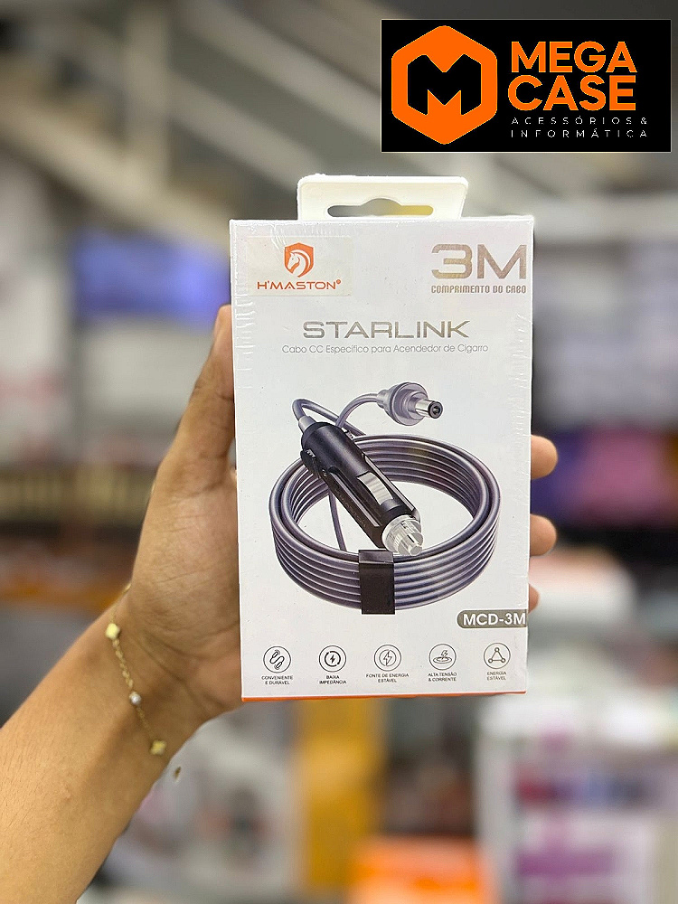 Carregador Veicular Starlink 3 metros H'maston MCD-3M