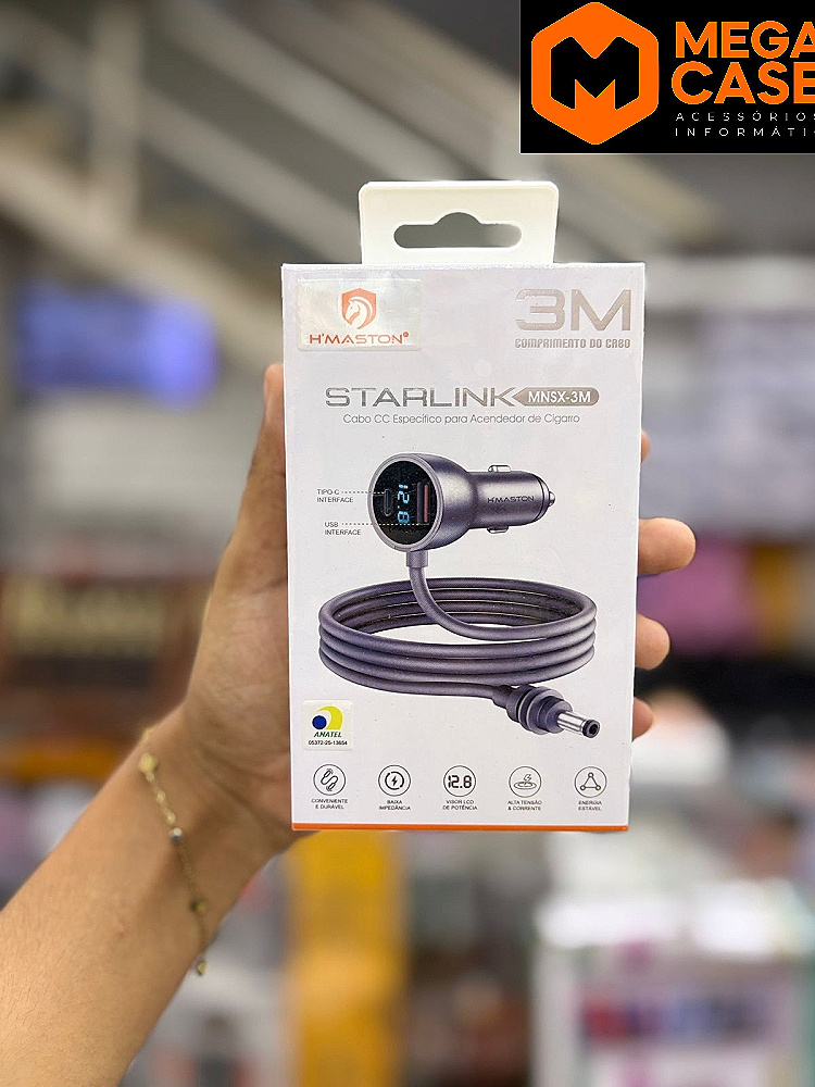 Carregador Veicular Starlink 3 metros H'maston MNSX-3M