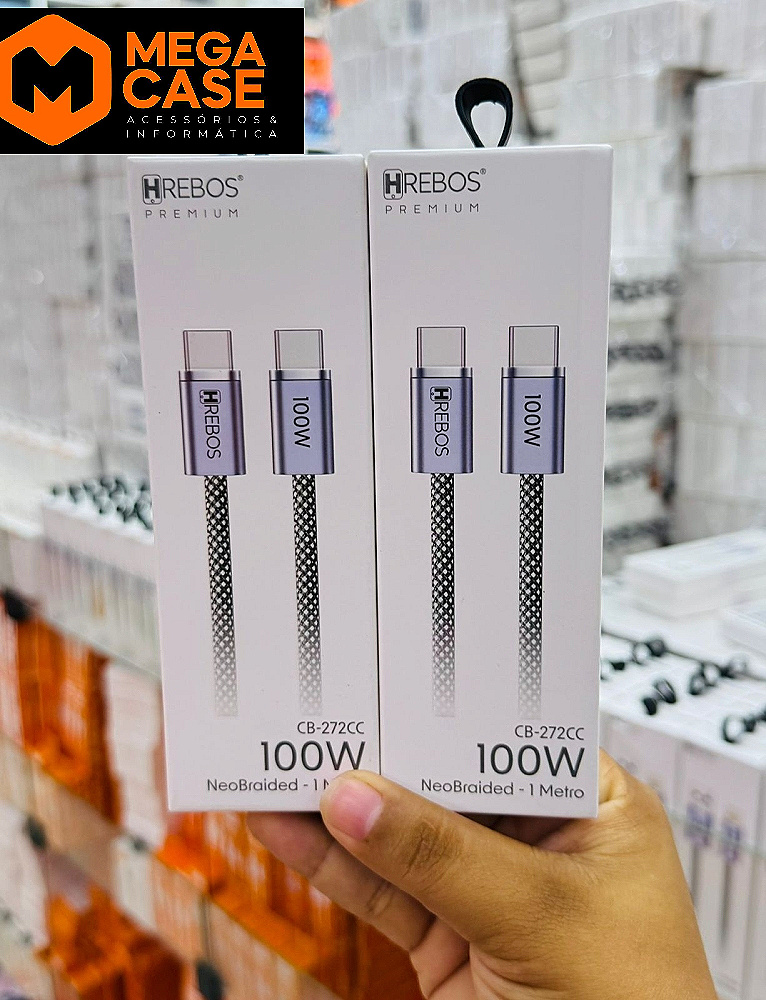 Cabo de Celular TIPO-C X TIPO-C 100W Hrebos CB-272CC