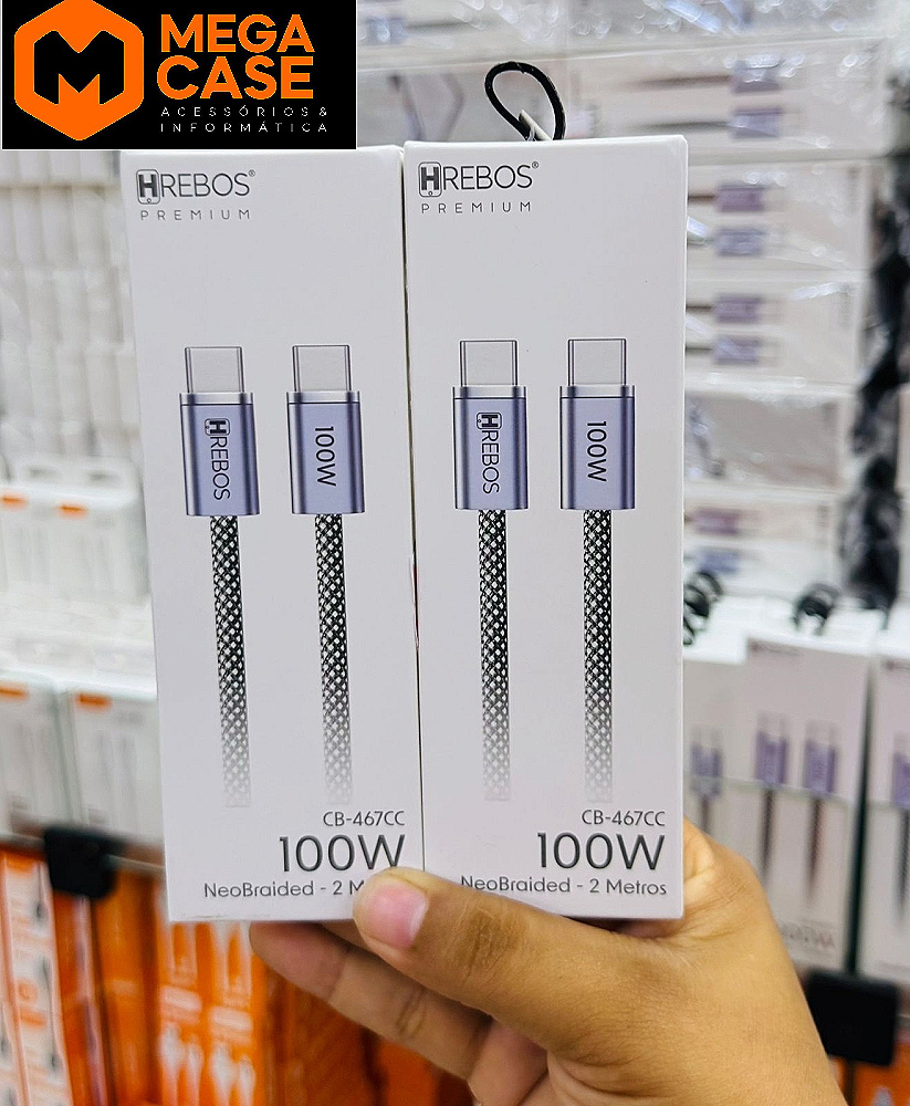 Cabo de Celular TIPO-C X TIPO-C 100W Hrebos CB-467CC