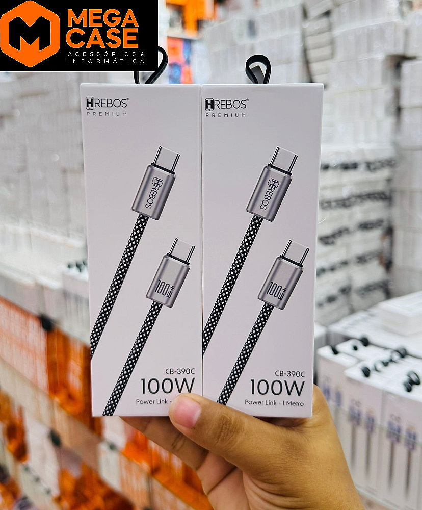 Cabo de Celular TIPO-C X Tipo-C 100W Hrebos CB-390C
