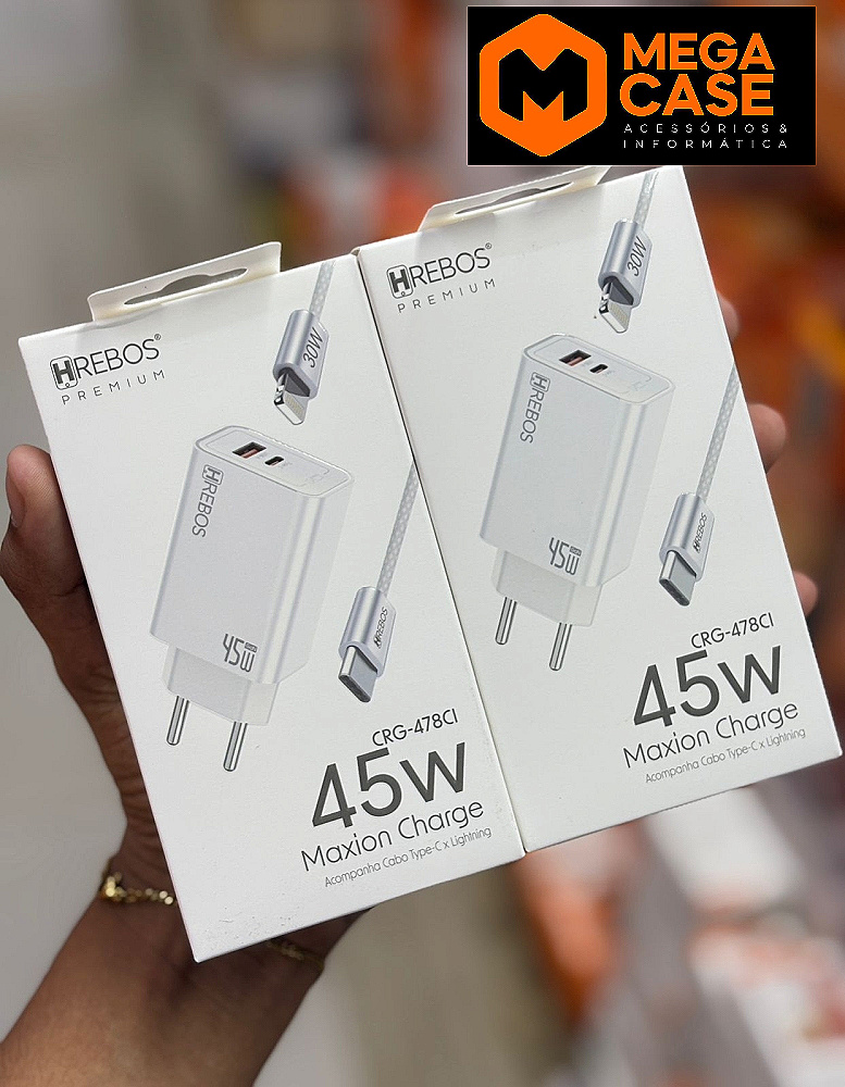 Carregador completo IPHONE 45W Hrebos CRG-478CI