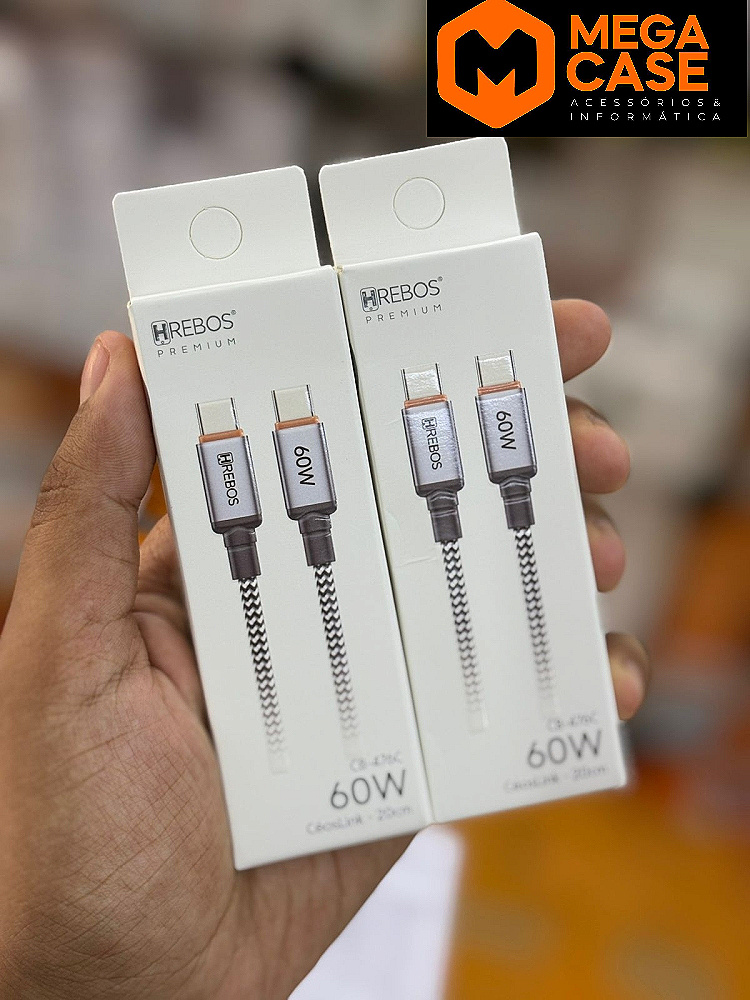 Cabo de Celular Tipo-C x Tipo-C 60W Rebos