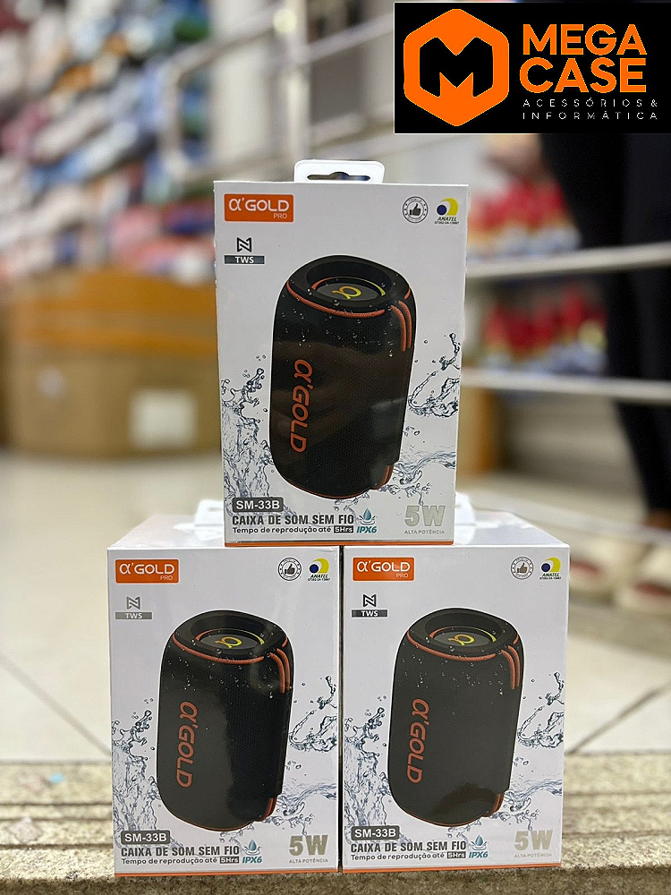 Caixa de Som Bluetooth Pro 5W α Gold SM-33B