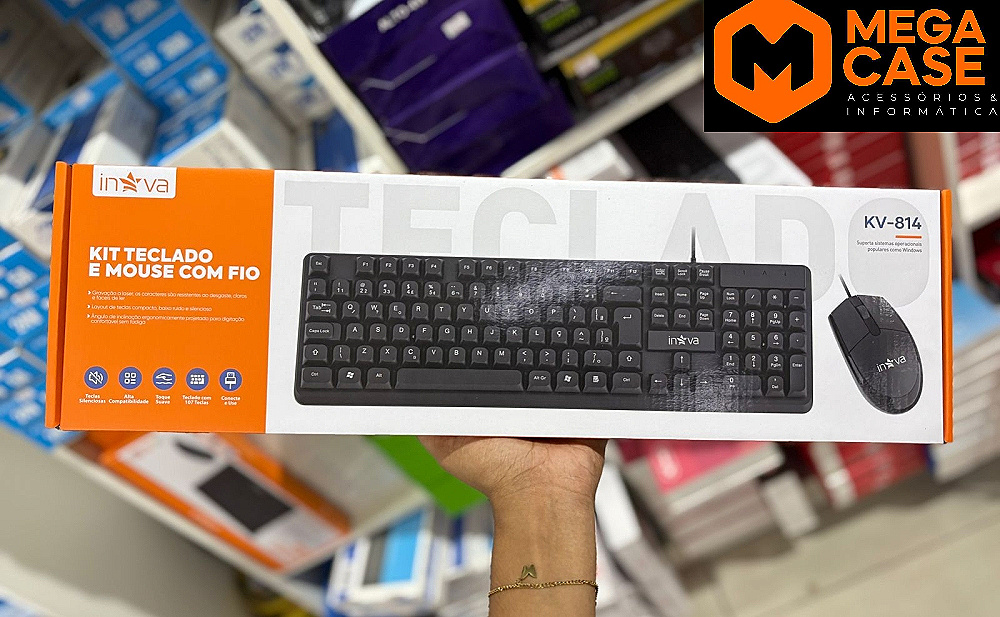 Kit Teclado e Mouse com Fio Inova KV-814