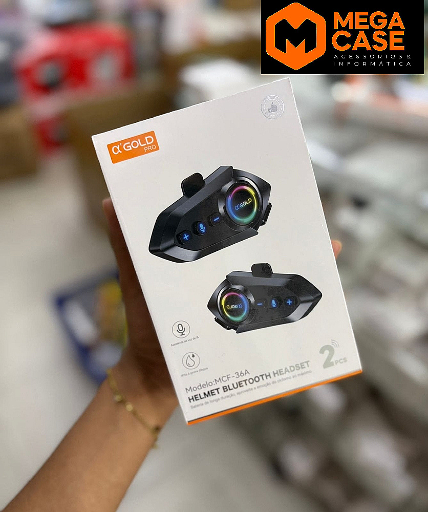 Fone de Ouvido de Capacete Bluetooth α Gold MCF-36A