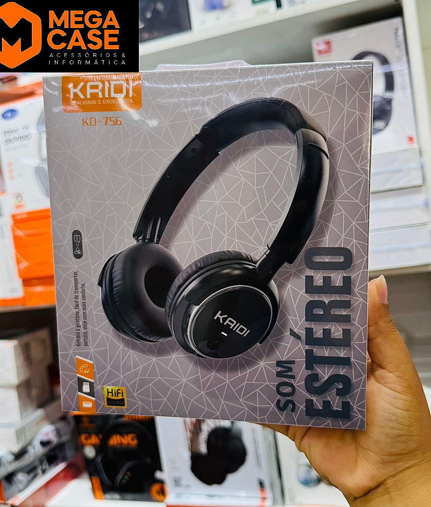 Fone Bluetooth Headphone Estéreo Kaidi KD-756