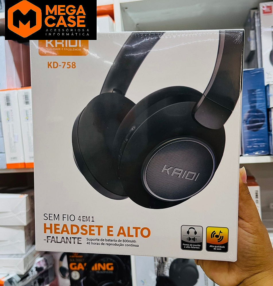 Fone Bluetooth Headphone 4 em 1 800mAh Kridi KD-758
