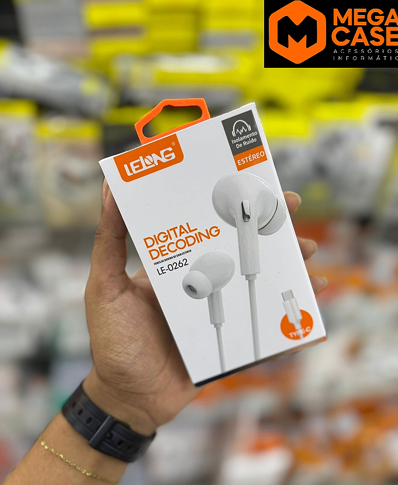Fone de Ouvido com fio Tipo-C Lelong LE-0262