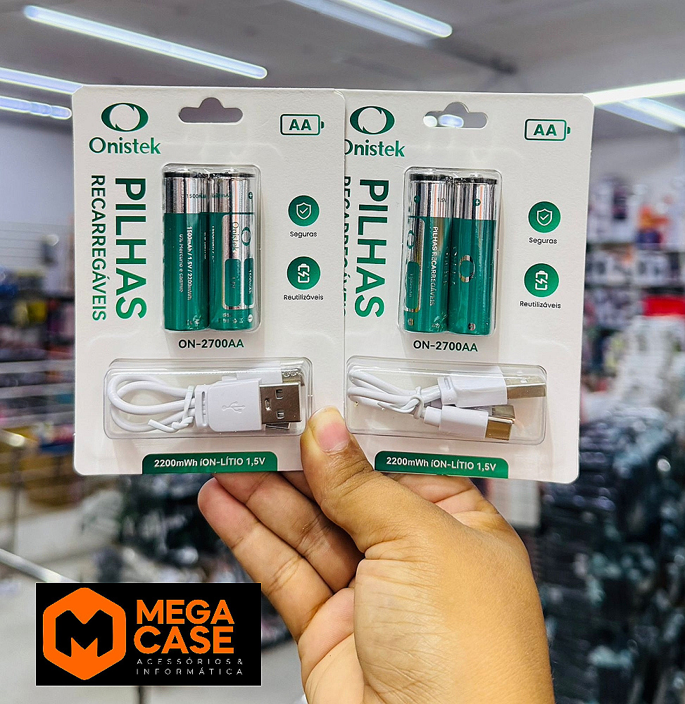 Pilhas Recarregáveis 2200mWh 2pcs Onistek ON-2700AA