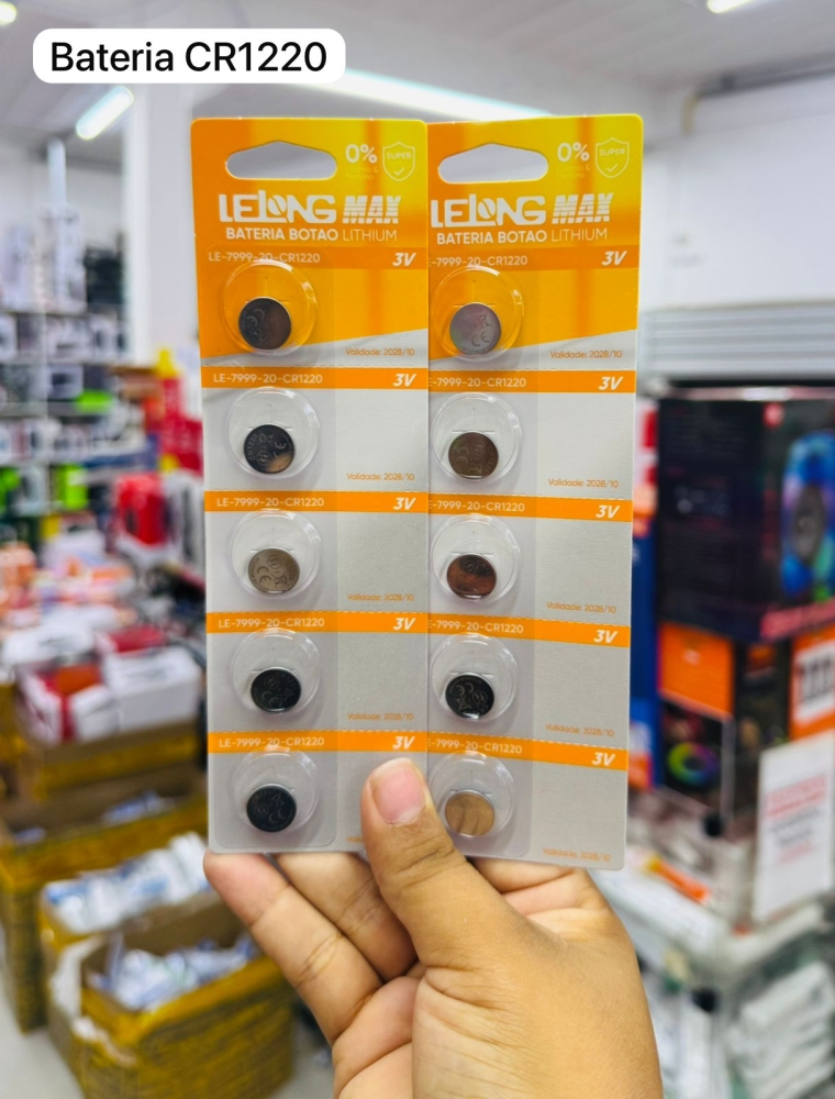 Bateria Botão Lithium CR1220 3V LELONG 5pcs MAX LE-7999-20-CR1220