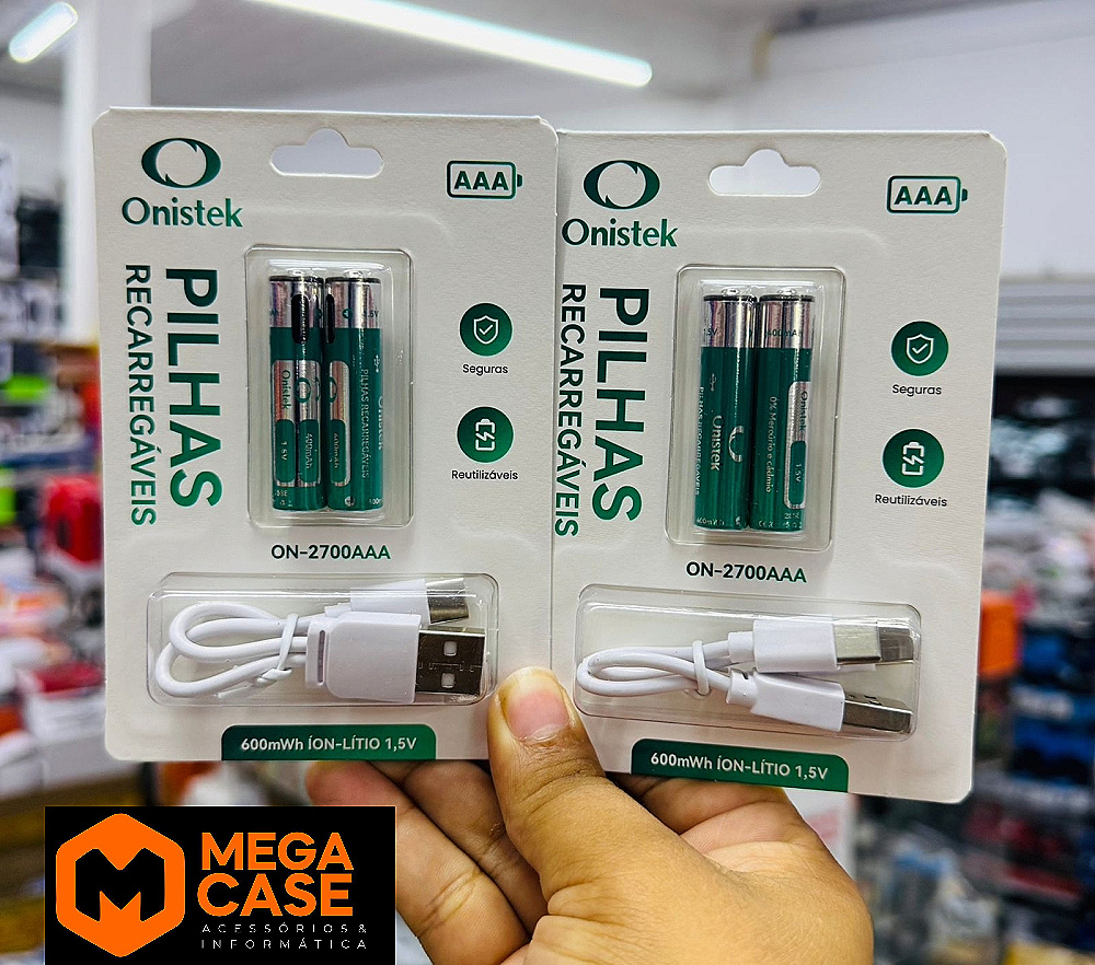 Pilhas Recarregáveis 600mWh 2pcs Onistek ON-2700AAA