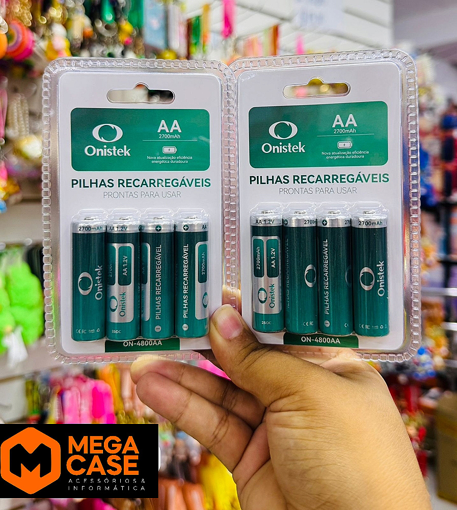 Pilhas Recarregáveis 2700mAh 4pcs Onistek ON-4800AA
