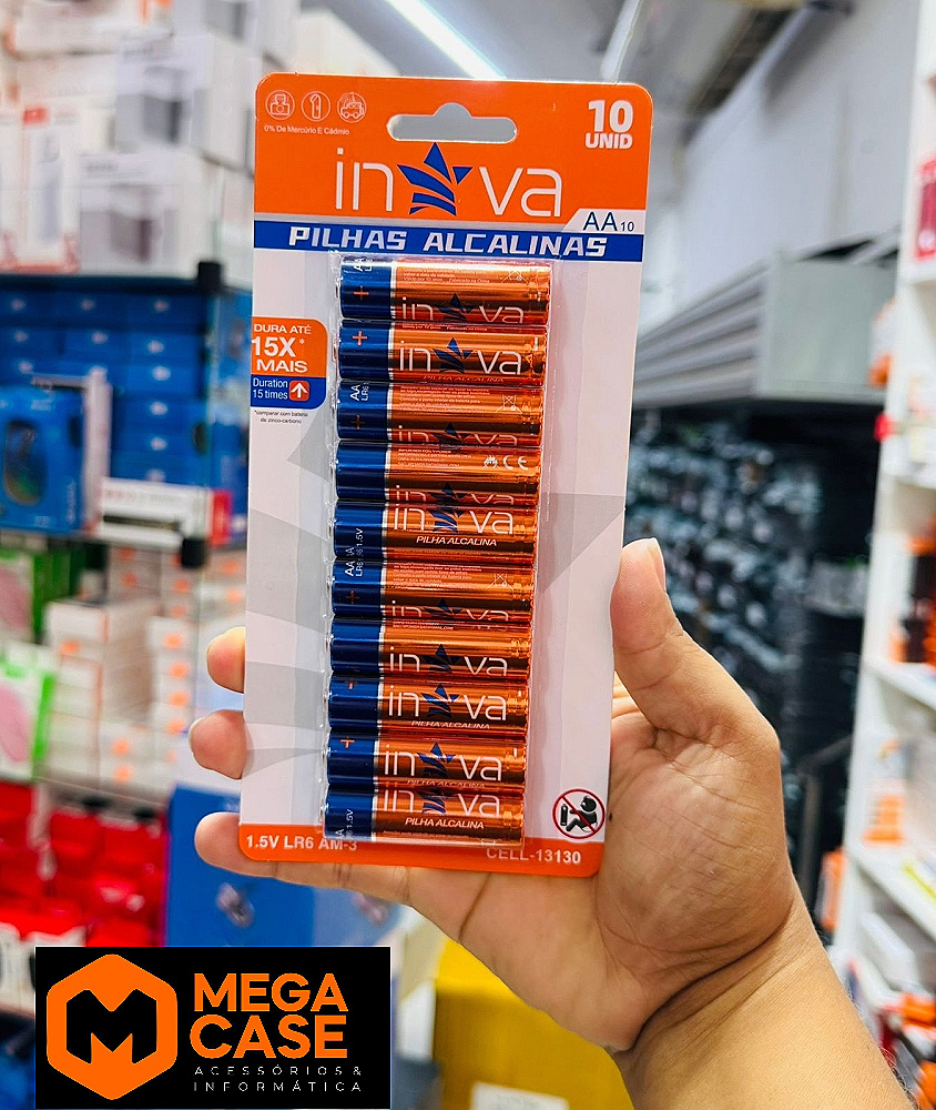 Pilhas Alcalinas AA10 1.5V 10pcs Inova CELL-13130