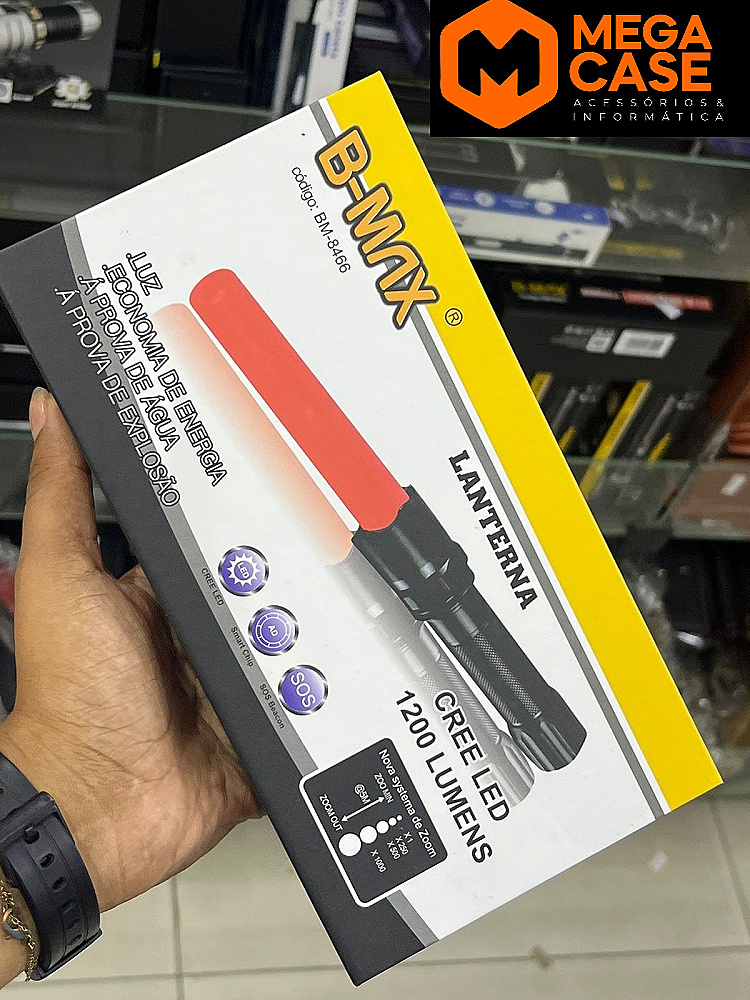 Lanterna LED 1200 Lumens com sinalisador B-MAX BM-8466