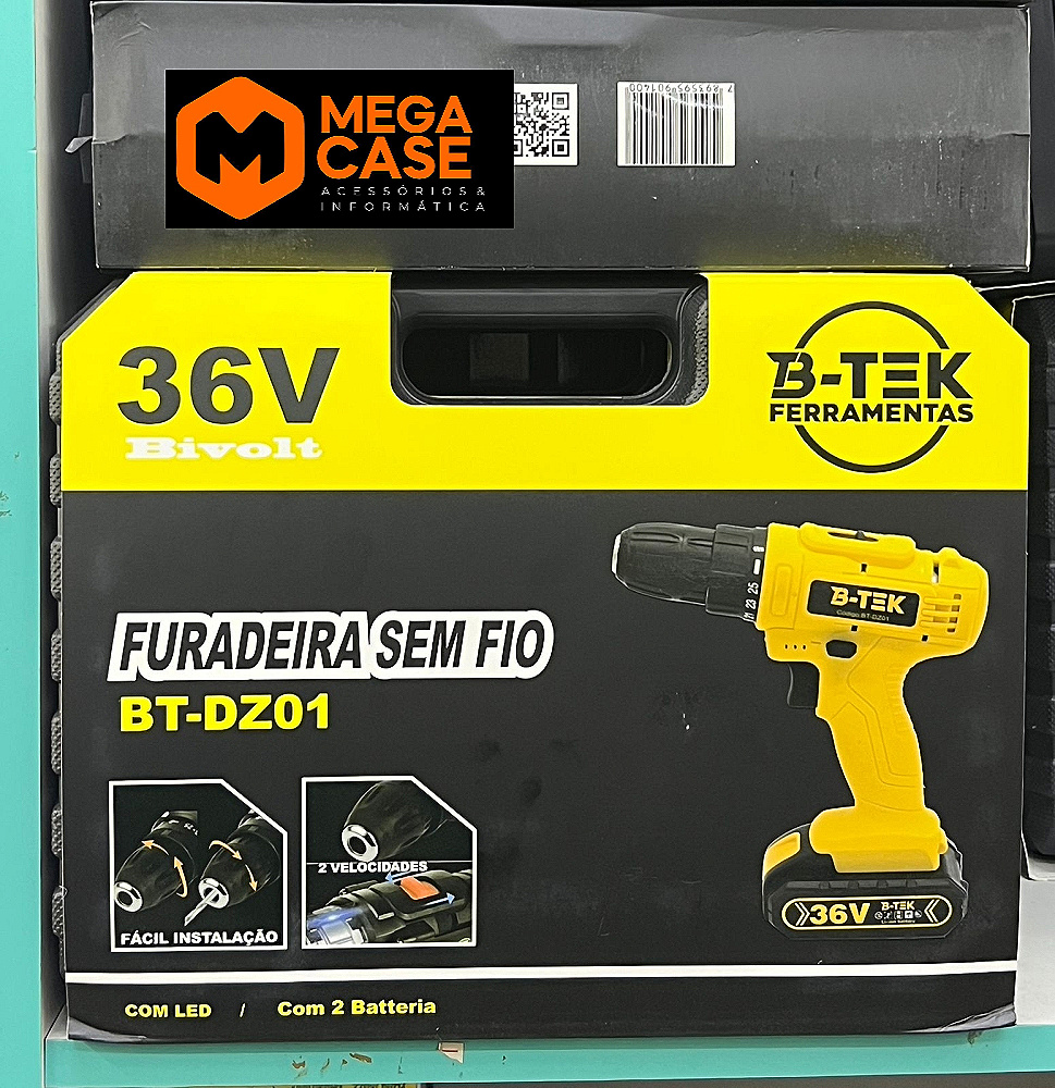 Furadeira Sem Fio com led 36V B-TEK BT-DZ01