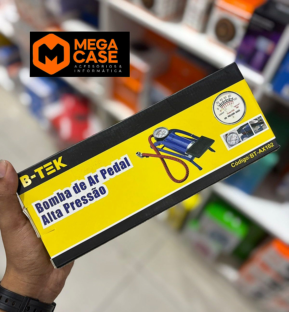 Bomba de Ar Pedal Alta Pressão B-TEK BT-AX102