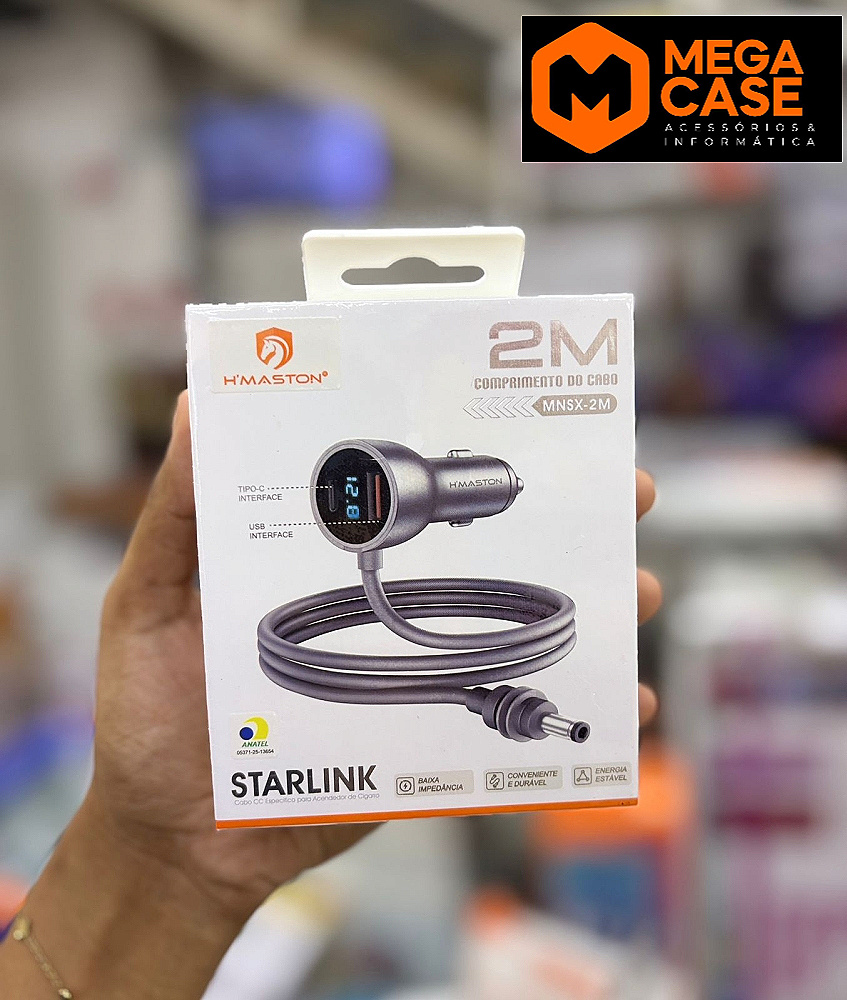 Carregador Veicular Starlink 2 metros H'maston MNSX-2M