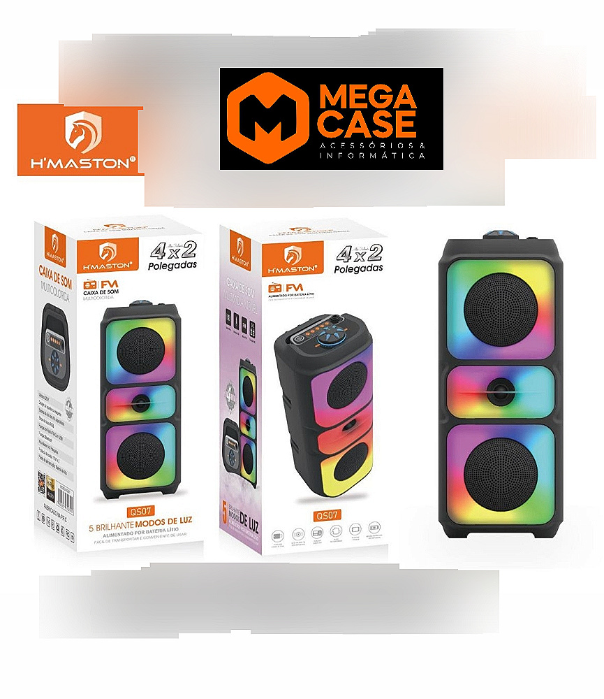 Caixa de Som Multicolorida H’maston QS07