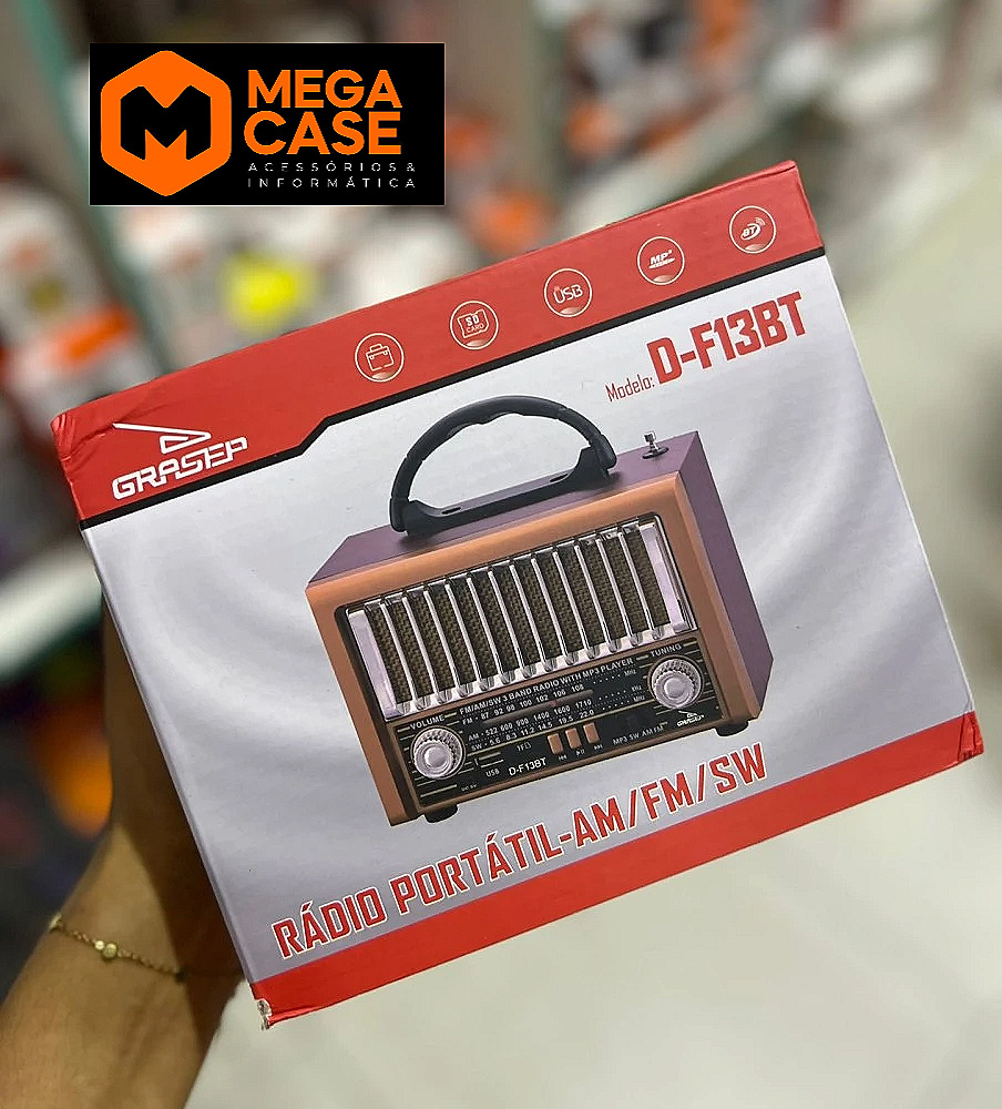 Rádio Portátil Grasep D-F13BT