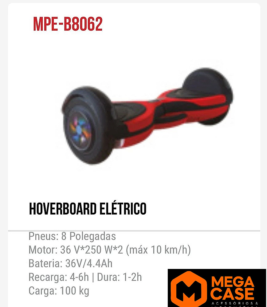 Hoverboard Elétrico 8'' MPE-B8062