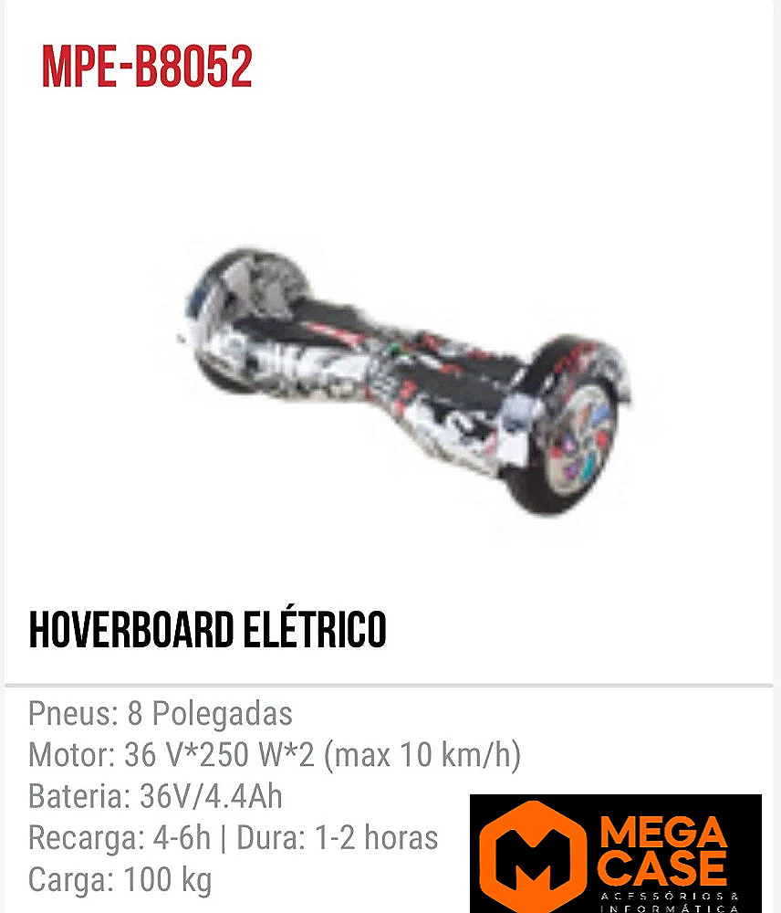 Hoverboard Elétrico 8'' MPE-B8052