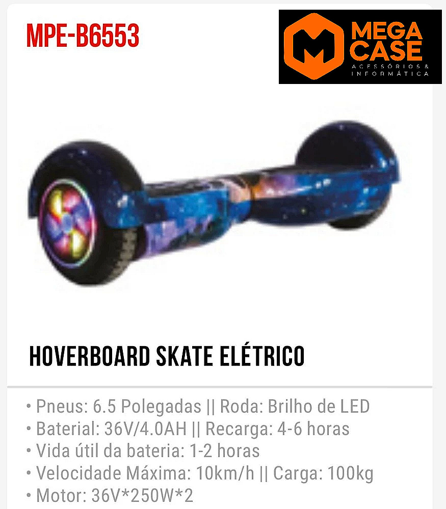Hoverboard Skate Elétrico 6.5'' MPE-B6553