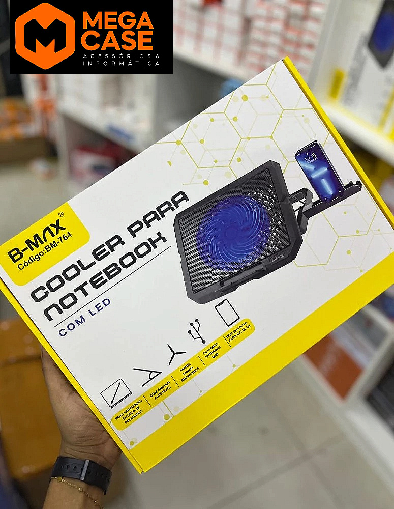 Base com Cooler para Notebook com LED B-MAX BM-764