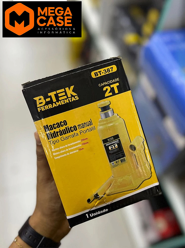 Macaco Hidráulico Manual Tipo Garrafa Portátil B-TEK BT-387