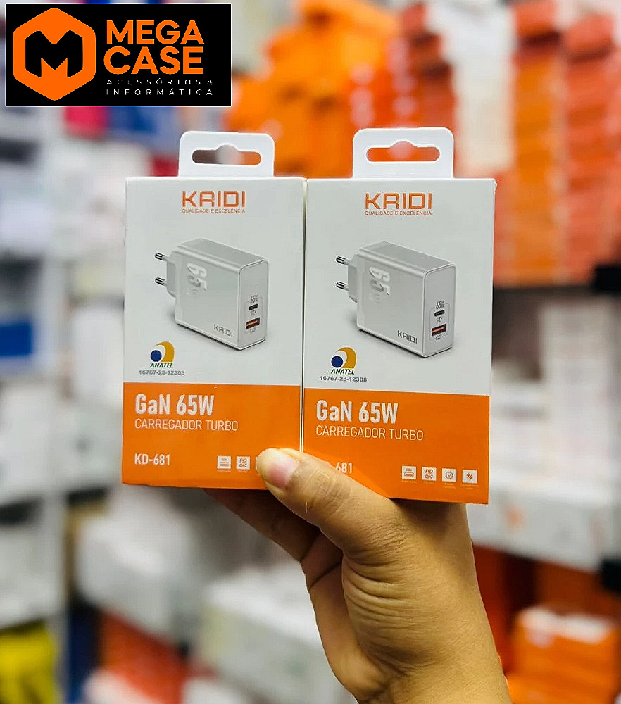 Carregador Turbo GaN 65W Kridi KD-681