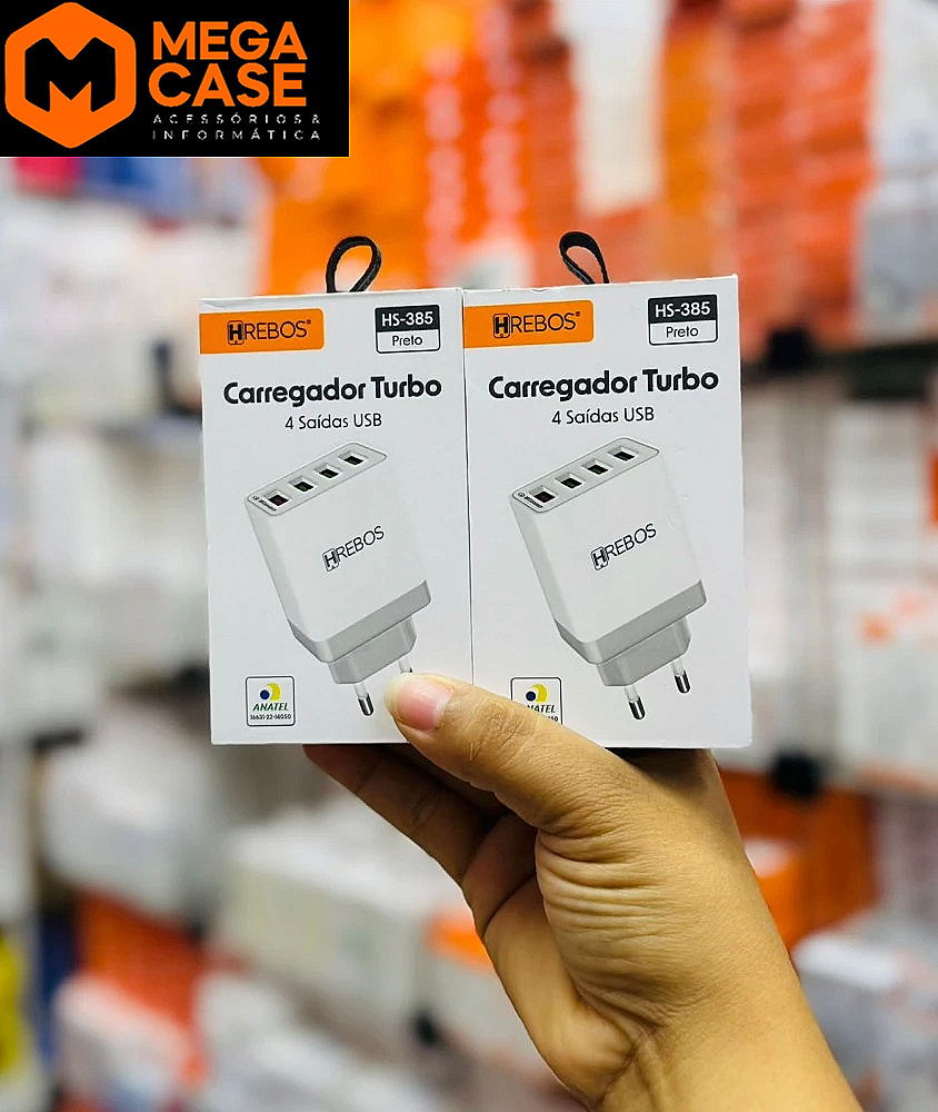 Carregador Turbo 4 Saídas USB Hrebos HS-385