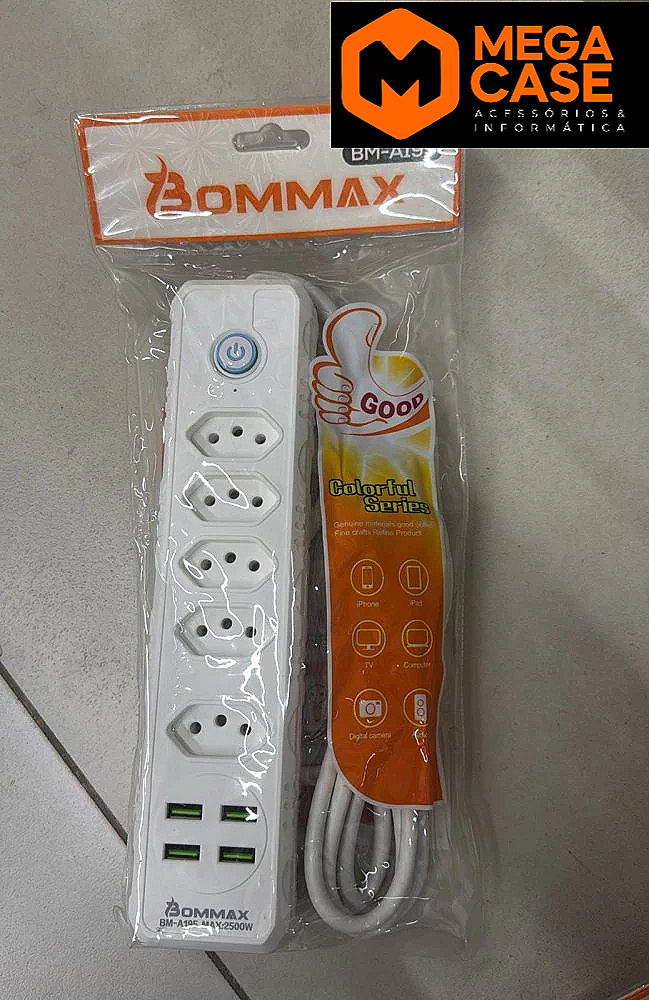 Extensão Elétrica Bommax BM-A195 4 Tomadas USB
