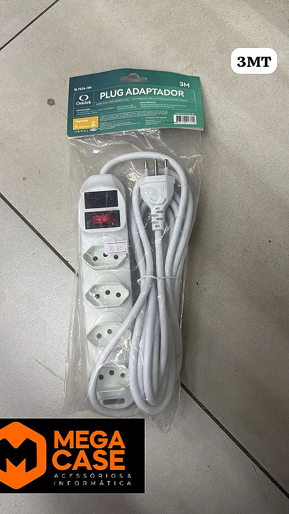 Extensão Elétrica Onistek SL7634 3m 3 Tomadas