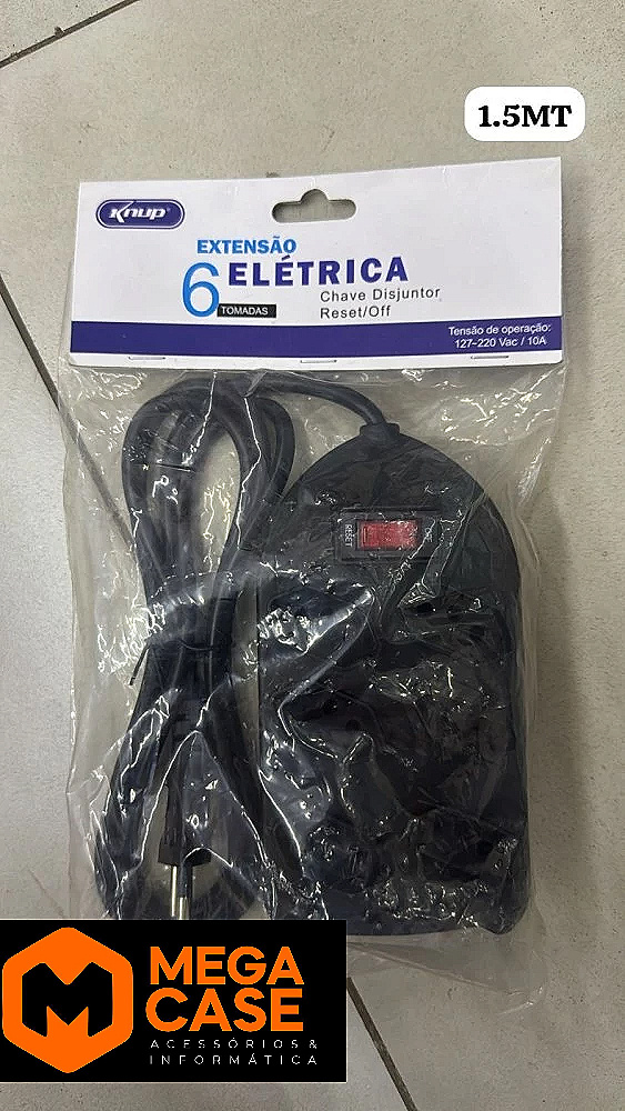 Extensão Elétrica Knup 1.5m 6 Tomadas