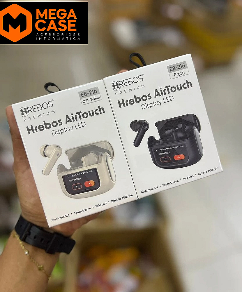 Fone Bluetooth Hrebos AirTouch EB-216 Display LED