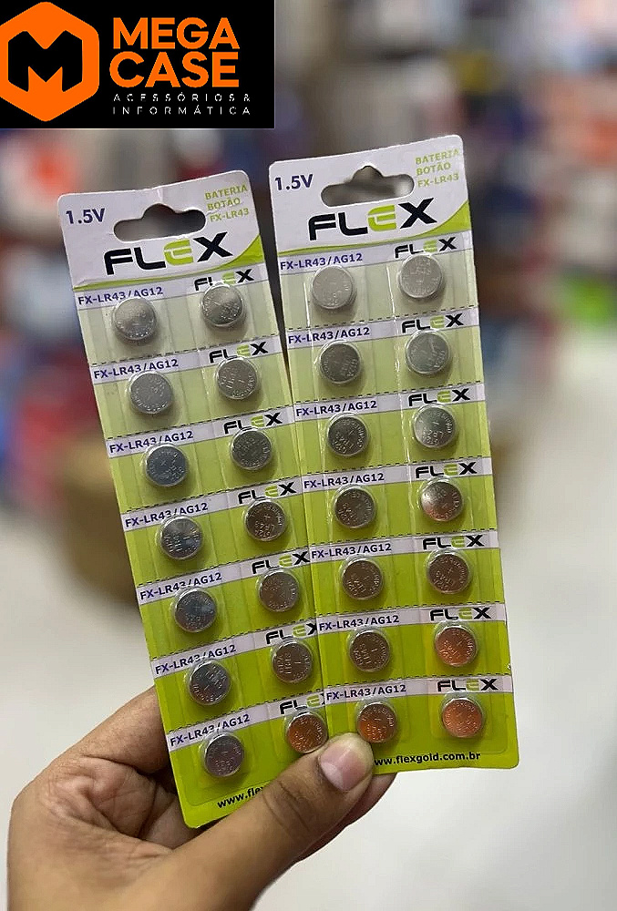 Bateria Botão 1,5V Flex FX-LR43-AG12 (cartela)