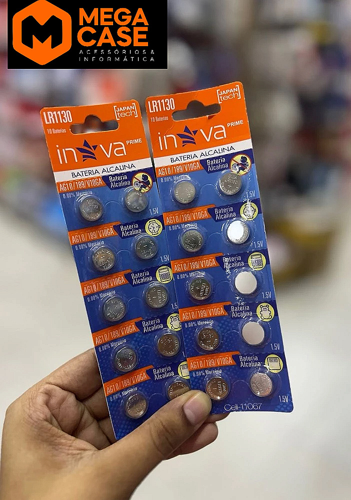 Bateria Alcalina LR1130 (AG10/189/V10GA) Inova (10 un.) CELL-11067