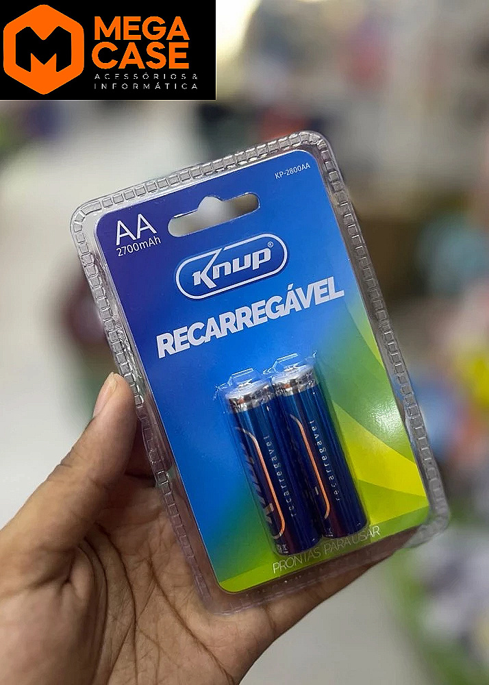 Pilha AA Recarregável 1,2V 2700mAh Knup KP-2800AA (par)
