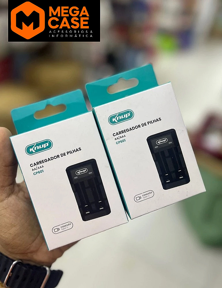 Carregador de Pilhas Knup AA/AAA Tipo-C CP601