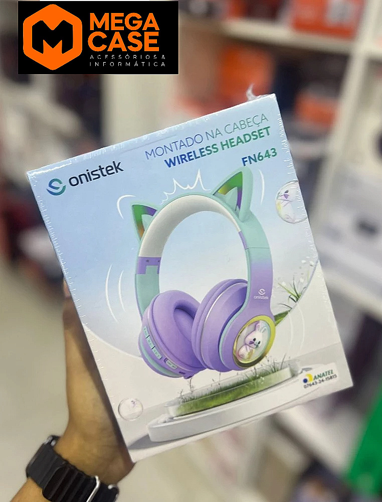 Headphone Onistek FN643 orelhas de gato colorido