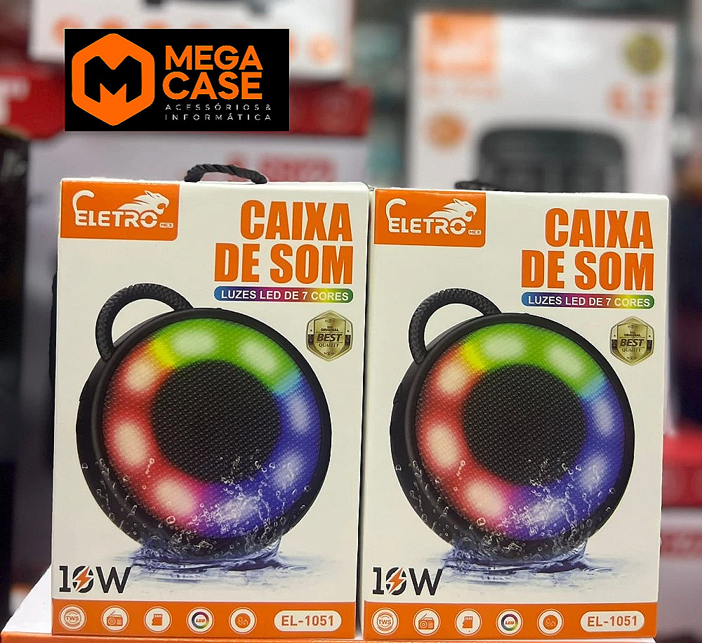 Caixa de som Eletro EL-1051 15W com luzes LED 7 cores