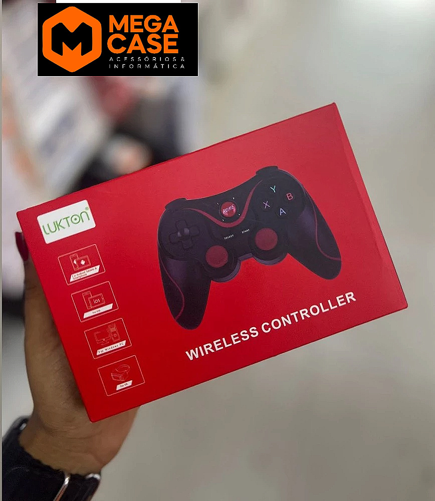 Controle Wireless LUKTON Preto/Vermelho
