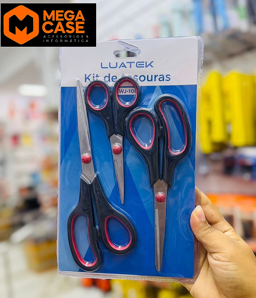 Kit com 3 Tesouras Luatek WJ-108