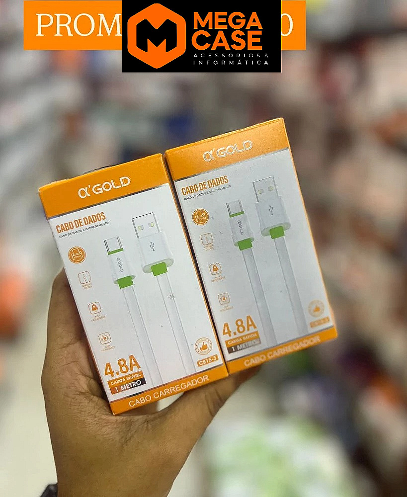 Cabo V8 α'GOLD CB15-3 4.8A Branco