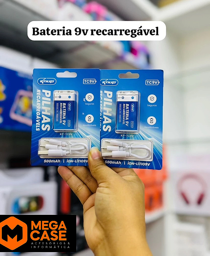 Bateria 9V Recarregável Knup KP-TC9V