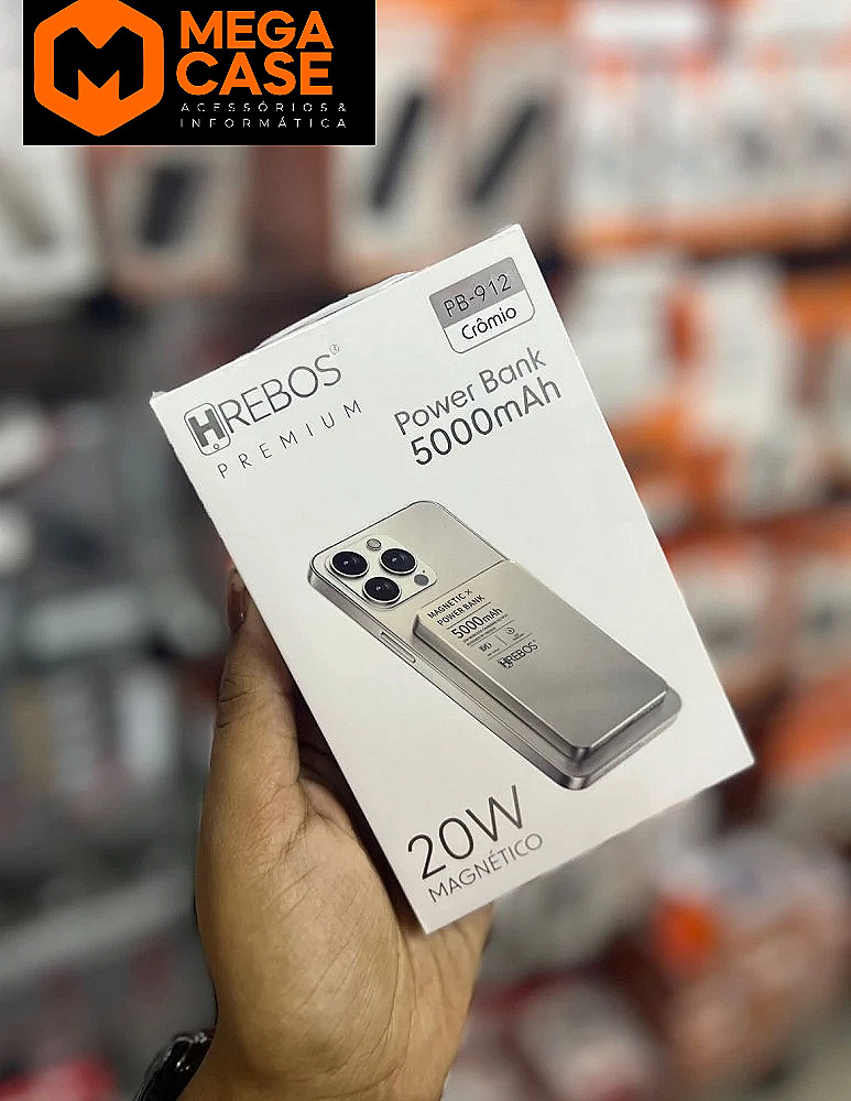 Carregador portátil Power Bank Magnético HREBOS 5000mAh PB-912