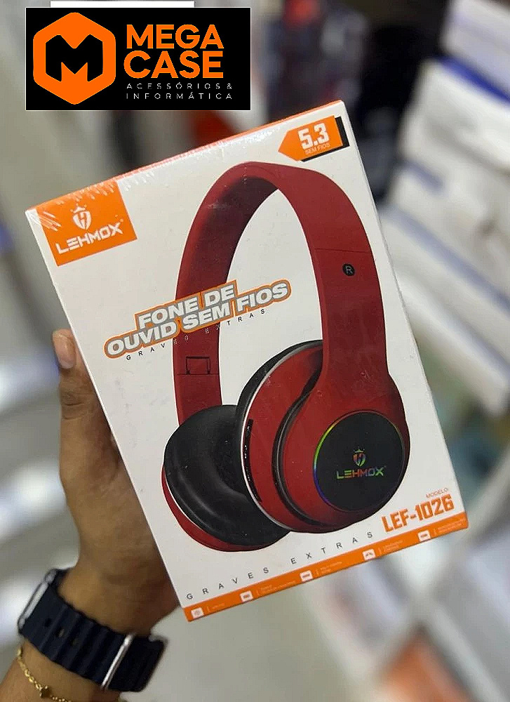 Headphone Bluetooth Lehmox LEF-1026 Vermelho